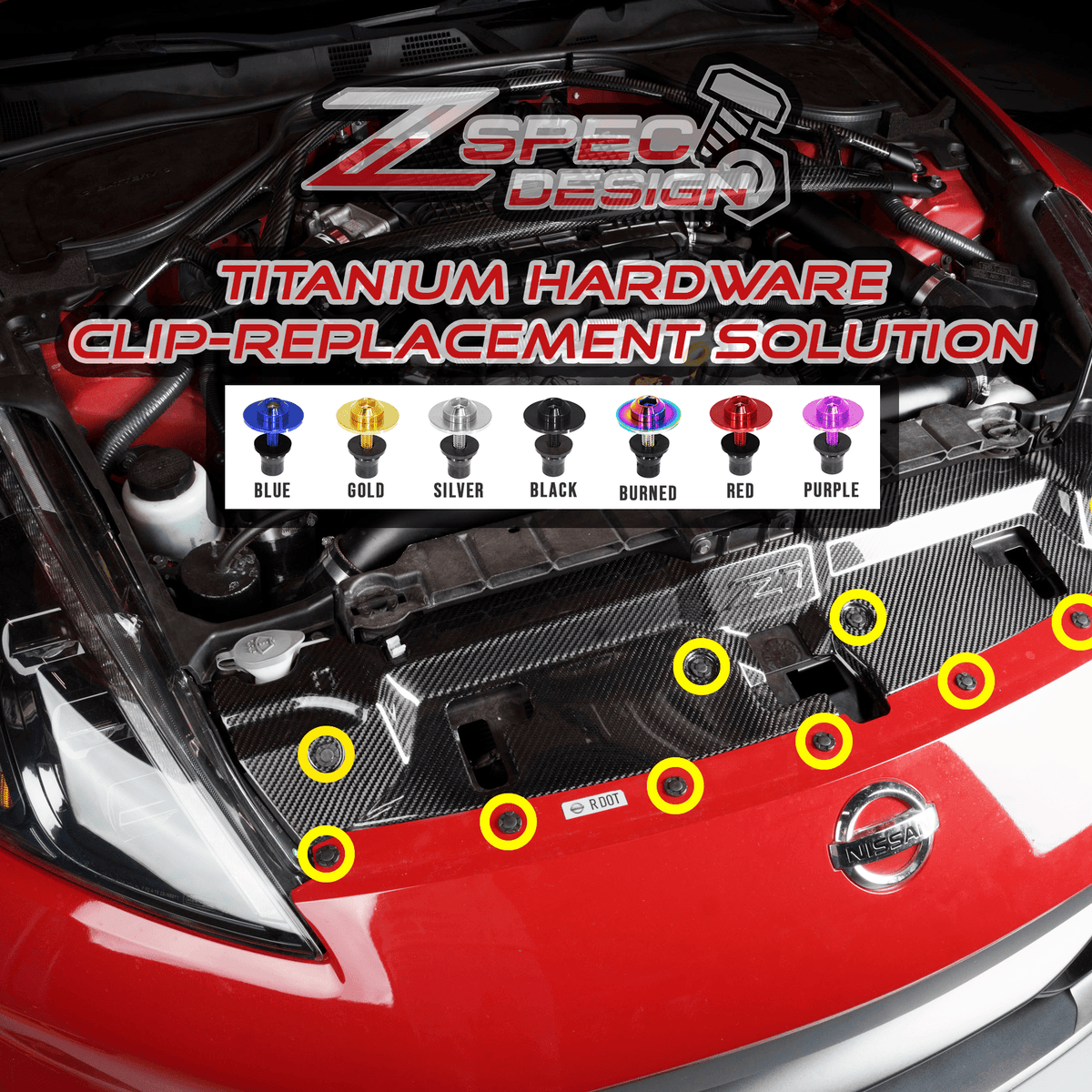 ZSPEC Plastic-Clips Replacements for Z1 Motorsports '23+ Nissan Z RZ34  Radiator Guide, Titanium