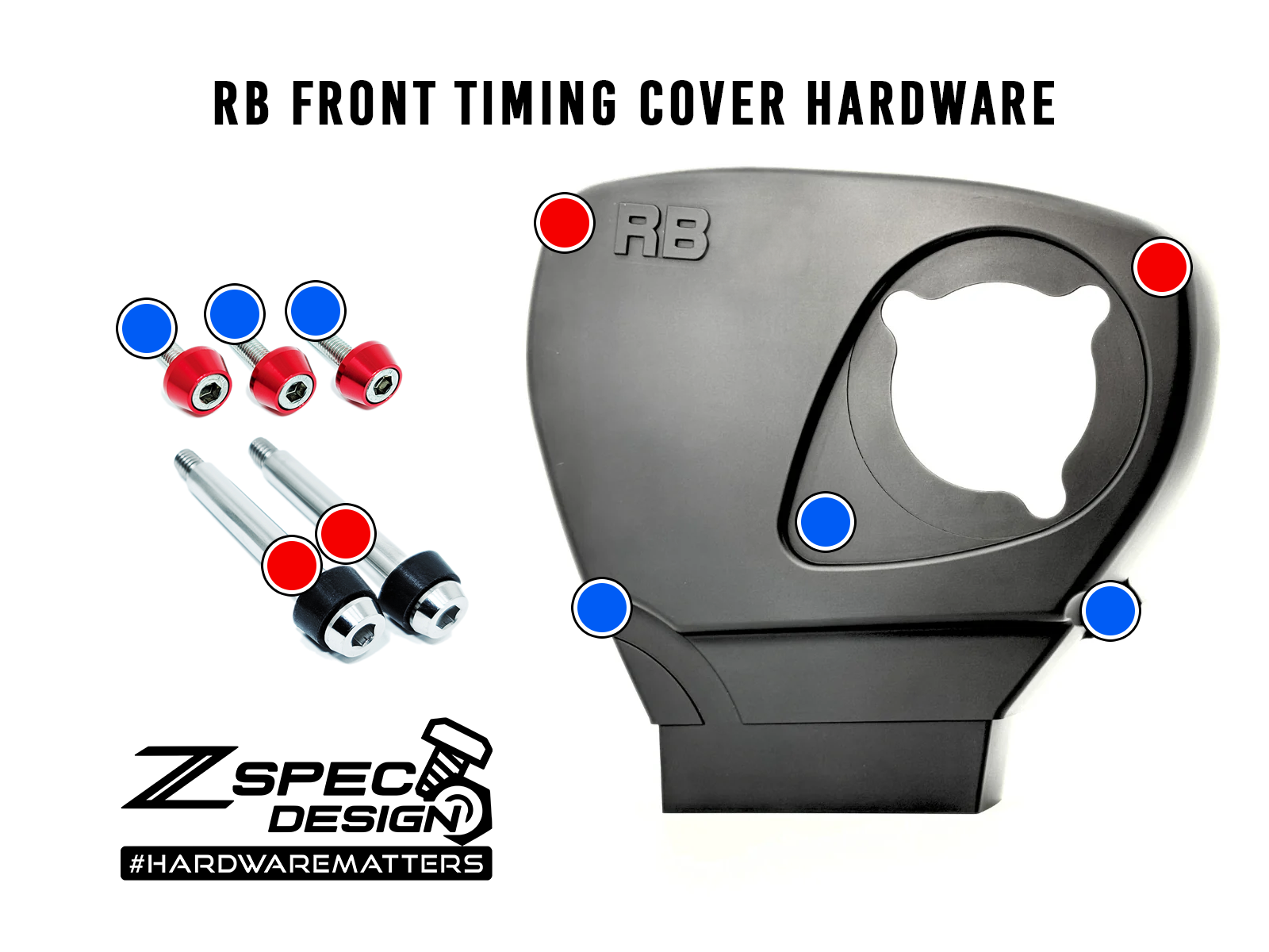 ZSPEC Timing & Coils Cover Fasteners for Nissan RB26/30, Stainless & Billet - ZSPEC Design LLC - Hardware Fasteners - nissan, RB20, RB25, RB26, RB30, stainless, timing, Washer Color - zspecdesign.com