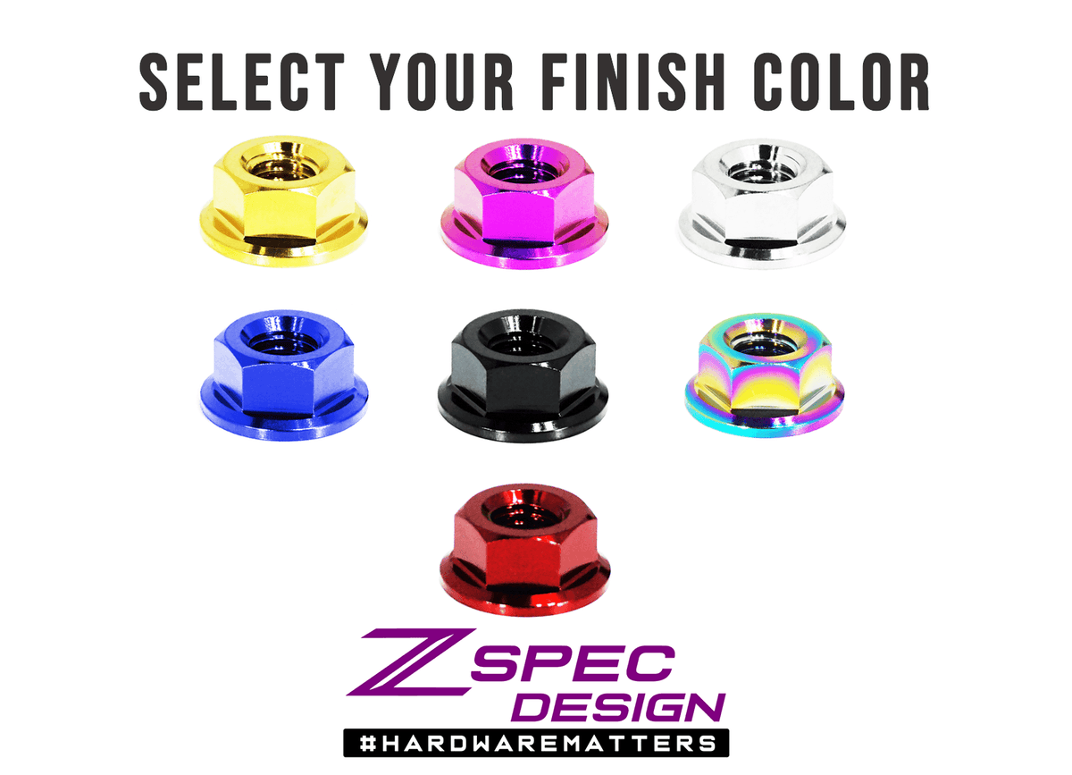ZSPEC M6-1.0 Metric Flare Nuts, Titanium Grade-5, GR5. Sold Per Each.  Show-Quality Hardware Matters Dress Up Bolts Fasteners Washers Red Blue Purple Gold Burned Black