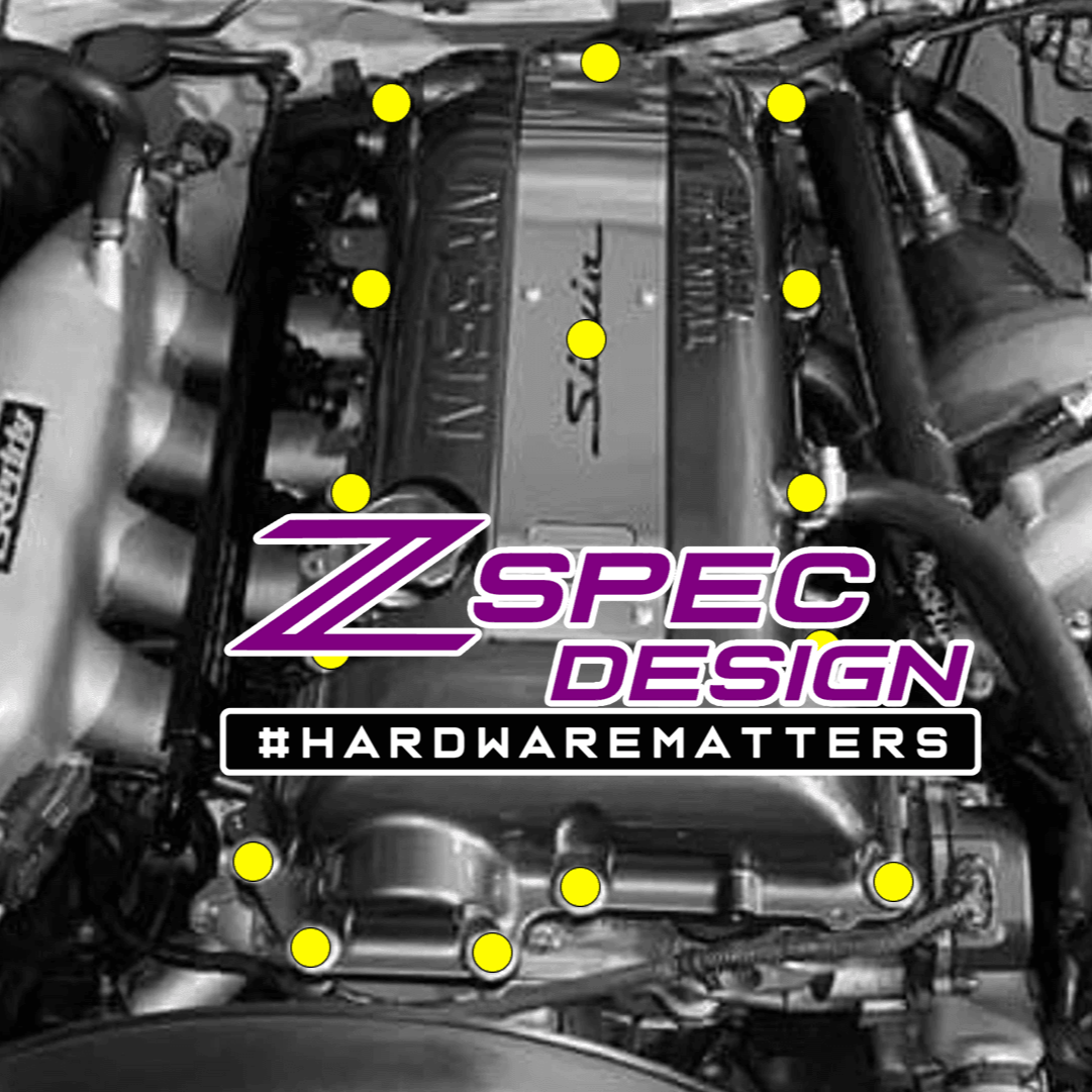 ZSPEC SR20DET (VTC "Black Top") Valve Cover Hardware Kit, Grade-5 Titanium - ZSPEC Design LLC - Hardware Fasteners - 240sx, Fastener Kit, nissan, s14, sr20det - zspecdesign.com