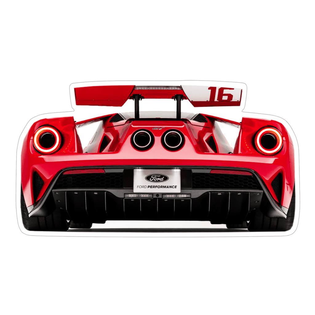 Ford GT Super-Car Rear-View Vinyl Decal / Sticker, Red