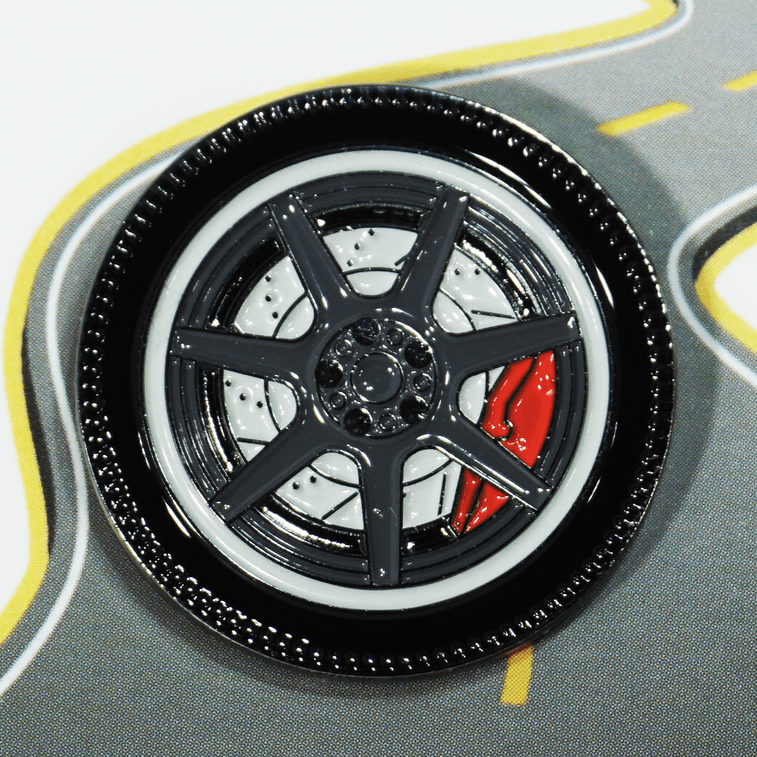 ZSPEC Wheel Pin - 7-Spoke Design - great for Lapels, Hats, Backpacks - ZSPEC Design LLC - Hardware Fasteners - accessory, bsr, lapel, lifestyle, nissan, pin, wheel, wheel pin, Z - zspecdesign.com