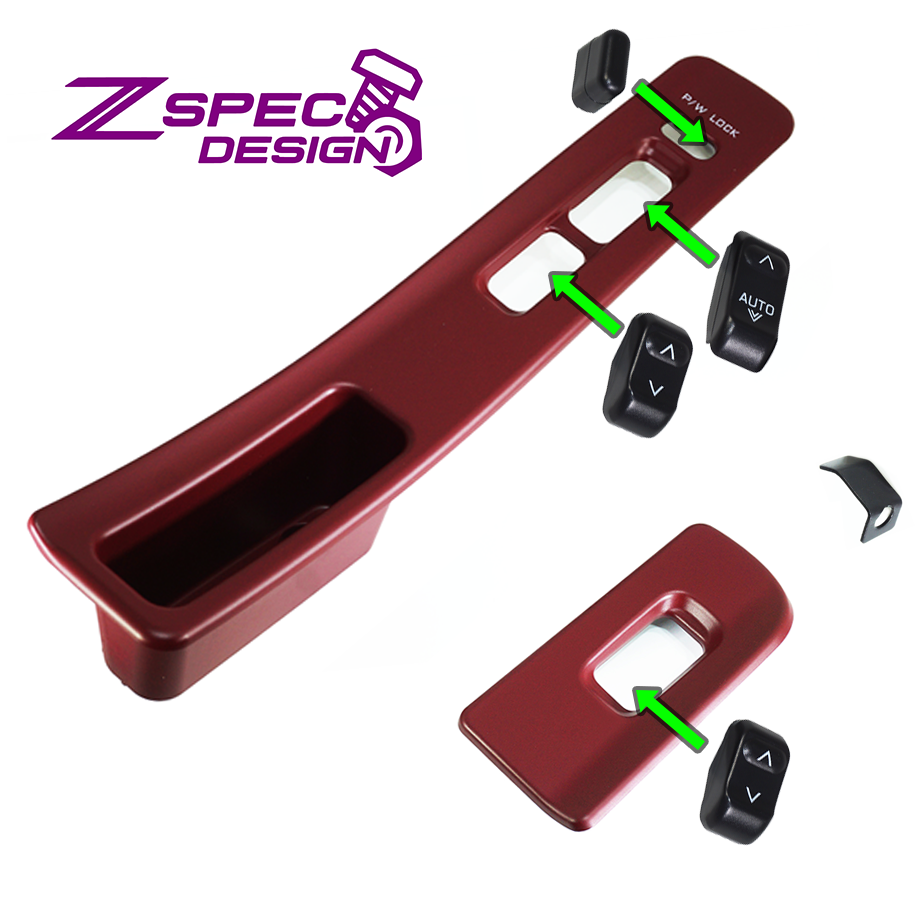 Z32 300zx Door Window-Switch & Finishers Refresh Kit, Bezels & Buttons  ZSPEC Design 