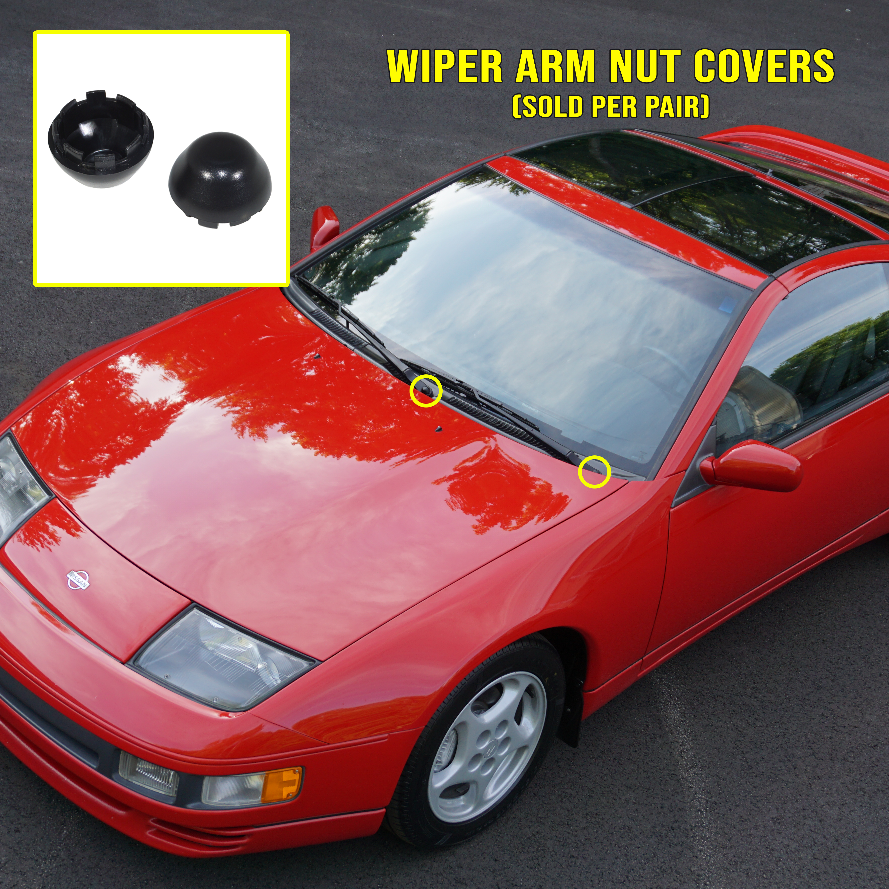 ZSPEC Wiper-Arm Nut Covers for '90-99 Nissan 300zx, Pair of Two - ZSPEC Design LLC - Hardware Fasteners - 300zx, nissan, z32 - zspecdesign.com