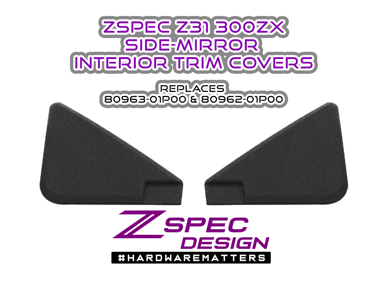 ZSPEC Z31 300zx Door Side-Mirror Interior Trim Covers, Black, Left & Right Side - ZSPEC Design LLC - Hardware Fasteners - locking, nisssan, t-top, z31, z31 t-top - zspecdesign.com