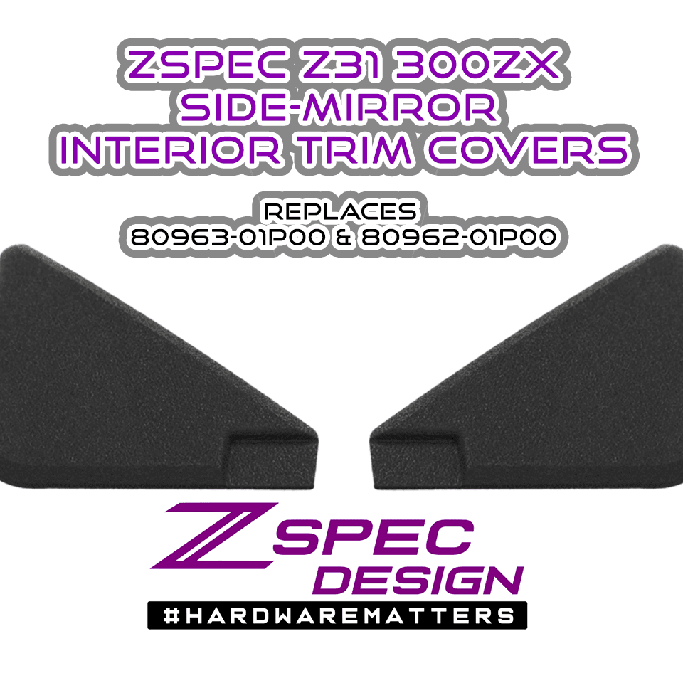 ZSPEC Z31 300zx Door Side-Mirror Interior Trim Covers, Black, Left & Right Side - ZSPEC Design LLC - Hardware Fasteners - locking, nisssan, t-top, z31, z31 t-top - zspecdesign.com