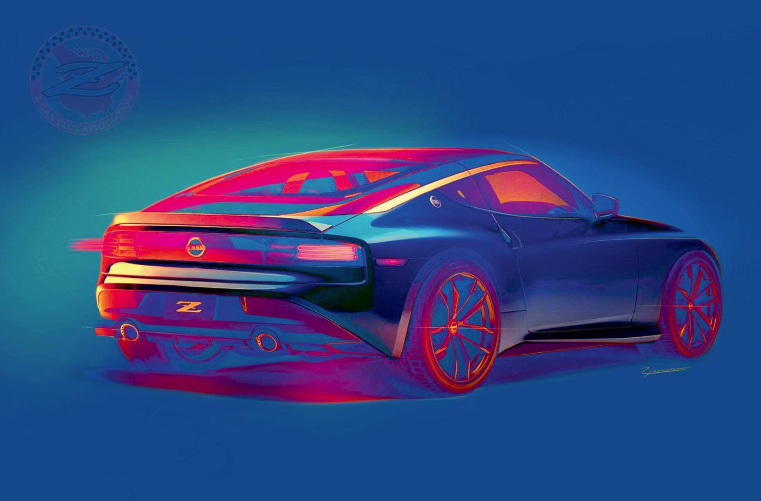 "Zychadelic" Colorful representation of the Nissan Z RZ34 in a poster - 24" x 36" Size