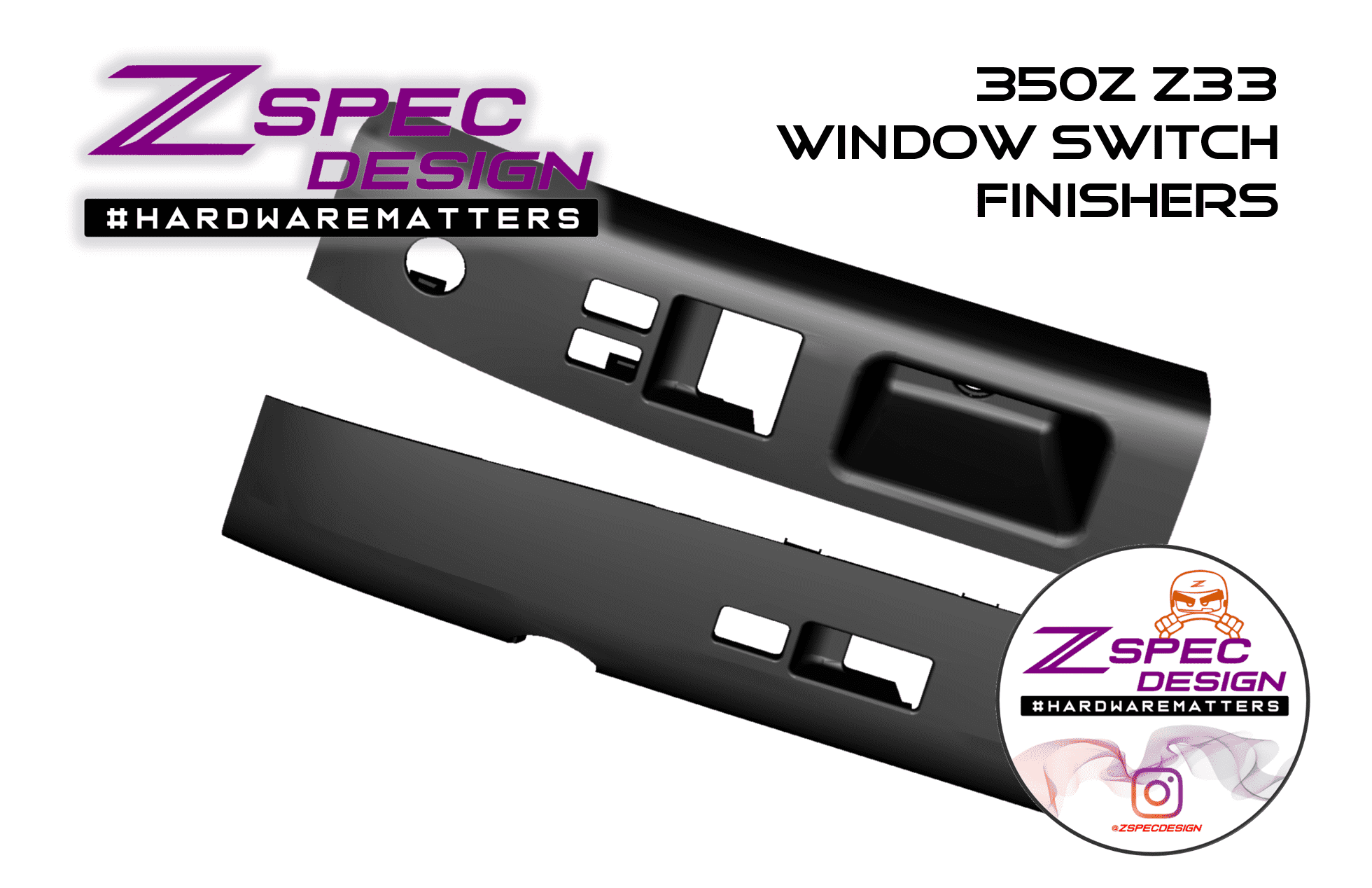 ZSPEC 350z Z33 Interior Door Window Switch Finisher Set for LHD '03-05, Black - ZSPEC Design LLC - Hardware - 350z, 350z Window Switch Finishers, door, finisher, handle, nissan, window - zspecdesign.com