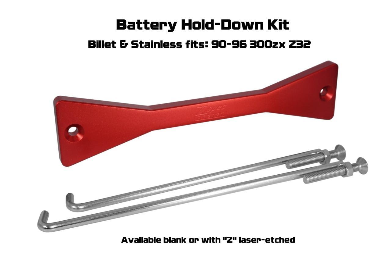 ZSPEC Design Battery Hold Down/Bracket for '90-96 Nissan Z32 300zx, Billet Aluminum Dress Up Bolts Fasteners Washers Red Blue Purple Gold Burned Blackwn/Bracket for '90-96 Nissan Z32 300zx, Billet Aluminum Dress Up Bolts Fasteners Washers Red Blue Purple Gold Burned Black