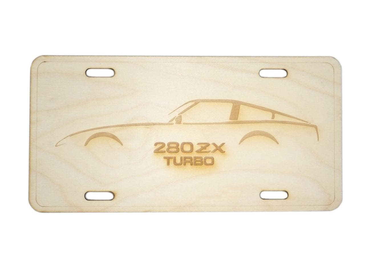 ZSPEC Datsun 280zx S130 Silhouette License Plate, Birch, Ornamental - ZSPEC Design LLC - Holiday Ornaments - 280zx, garage art, license, lifestyle, ornament, s130 - zspecdesign.com