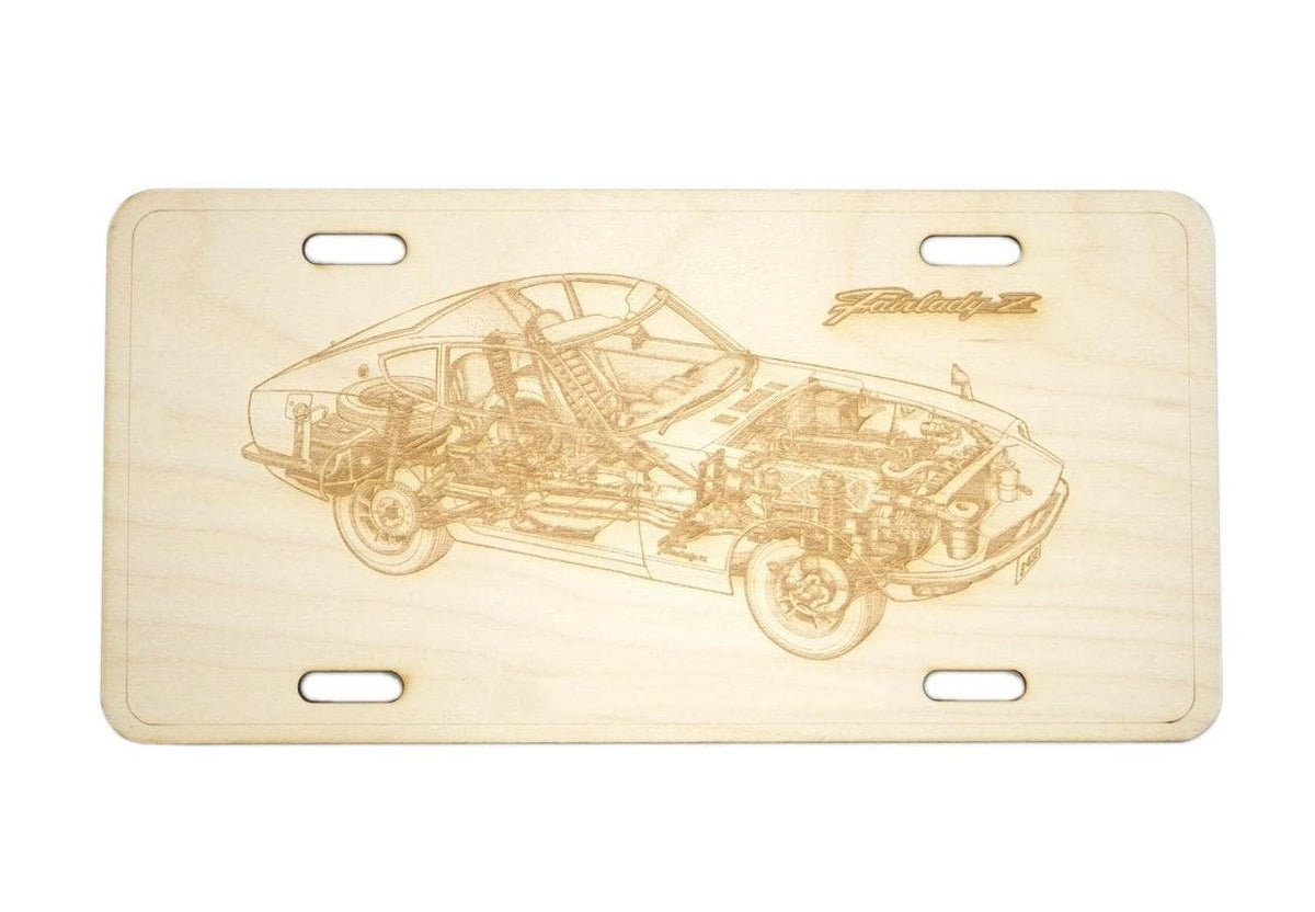 Datsun 240z S30 Cut-Away License Plate, Birch, Ornamental Holiday Man Cave Garage Art Men Man Woman Car Nut Enthusiast