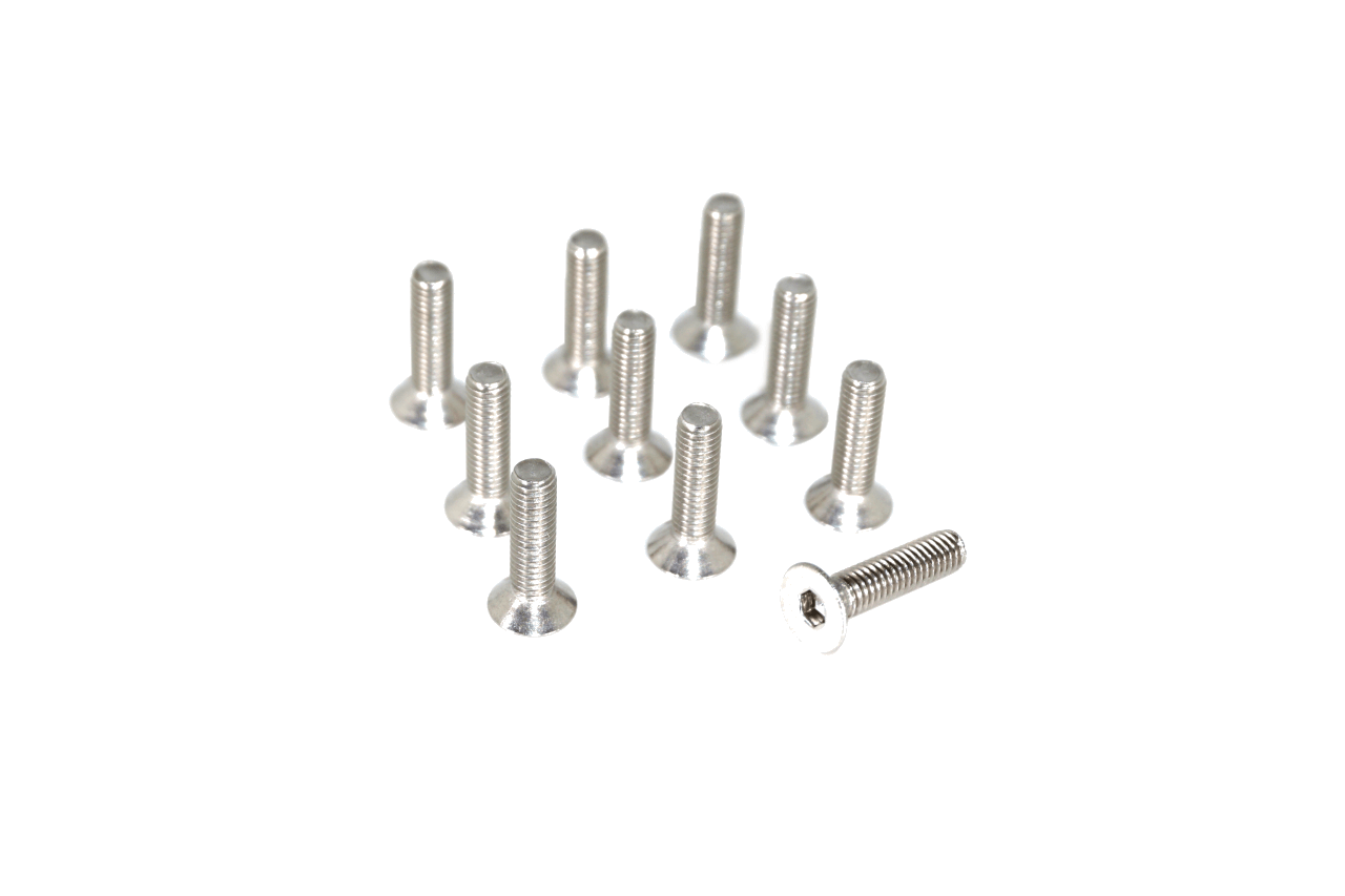 M8-1.25x25mm Flat-Head FHSC Fasteners, Stainless, 10-Pack