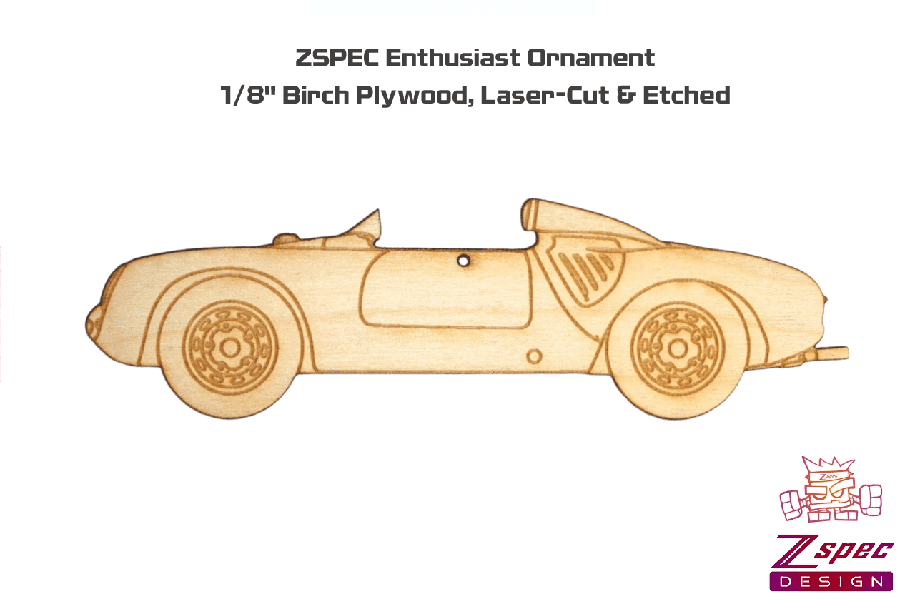 ZSPEC Laser-Engraved Birch Ornament, Style: Porsche 550 Speedster Gift, Christmas, Collector, Enthusiast, Mirror, Tool Box