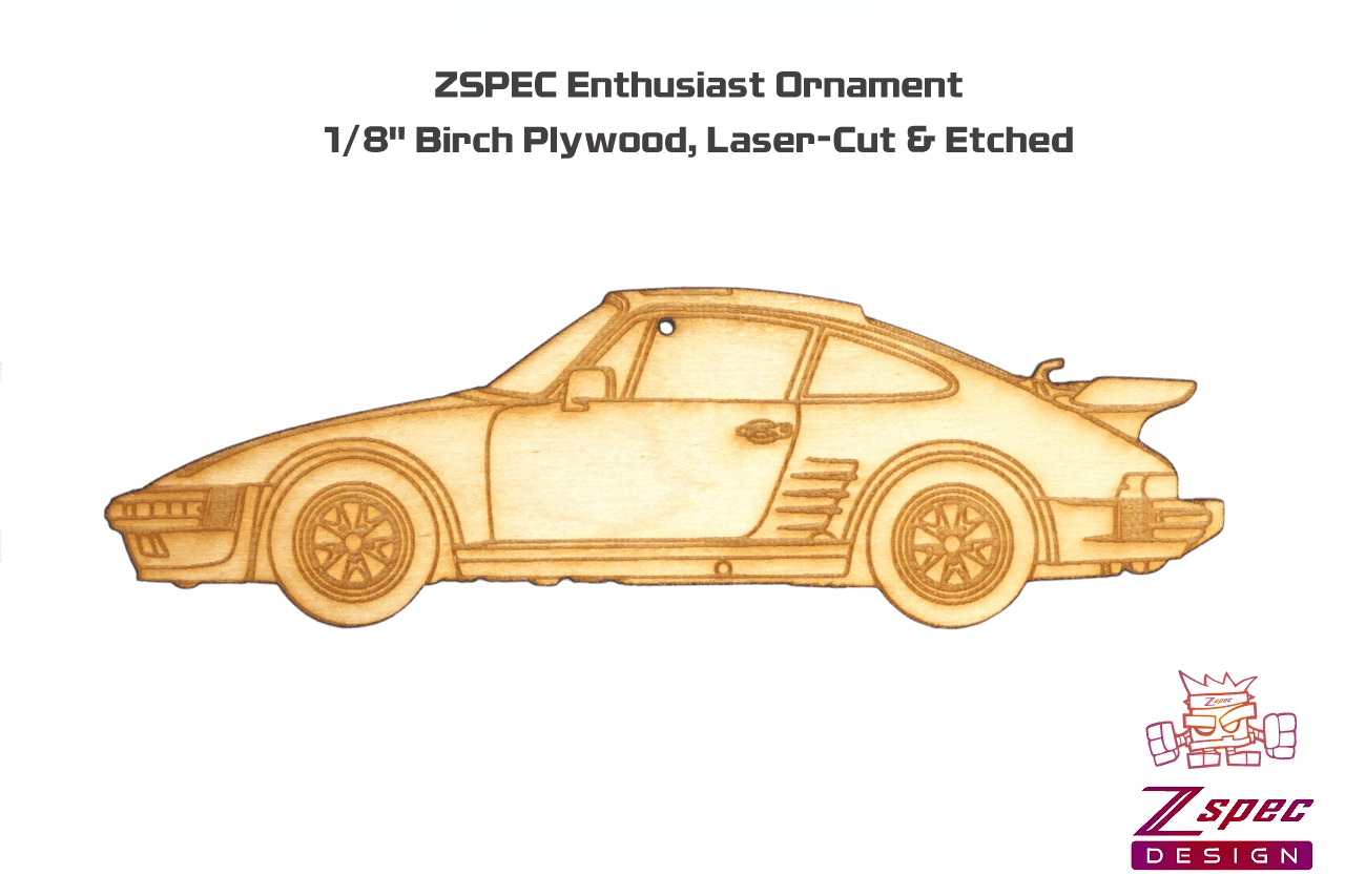 Laser-Engraved Birch Ornament, style: Porsche 911 / 935, ~5-inch Wide Holiday Man Cave Garage Art Men Man Woman Car Nut Enthusiast