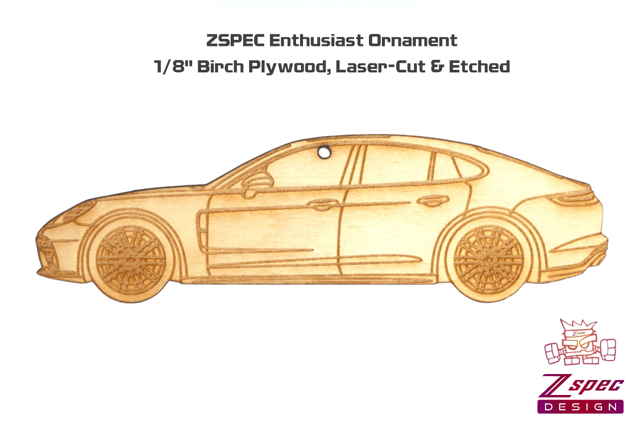 Laser-Engraved Birch Ornament, style: Porsche Panamerica, ~5-inch Wide Holiday Man Cave Garage Art Men Man Woman Car Nut Enthusiast