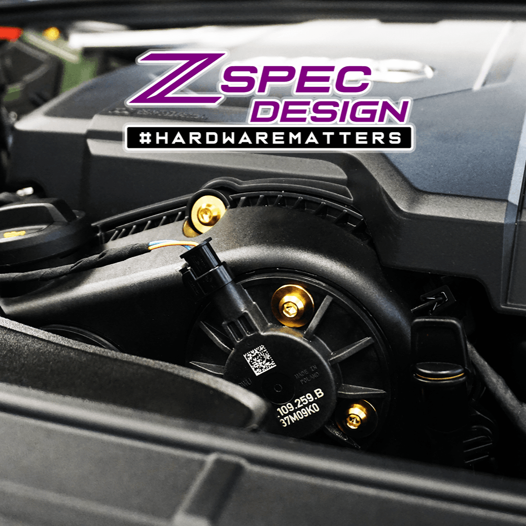 ZSPEC "Stage 1" Dress Up Bolts® Fastener Kit for '18-23+ Audi A5 8W6 2.0L, Titanium - ZSPEC Design LLC - Hardware Fasteners - 8w6, a5, a5 8w6, audi, Fastener Kit, stage 1 - zspecdesign.com