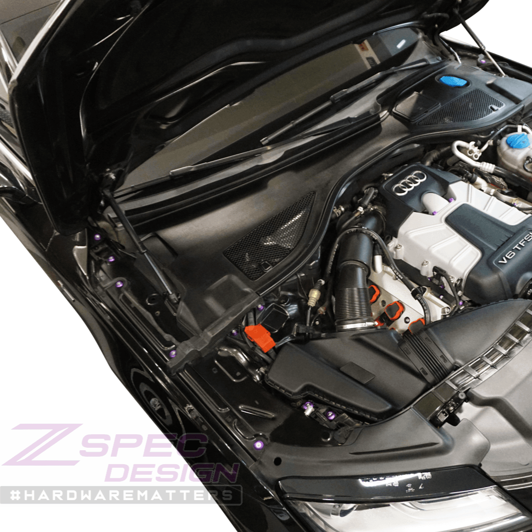 ZSPEC "Stage 2" Dress Up Bolts® Fastener Kit for '12-18 Audi A7 4G8 3.0L, Stainless & Billet - ZSPEC Design LLC - Hardware Fasteners - 4g8, a7, a7 4g8, audi, Fastener Kit, stage 2 - zspecdesign.com