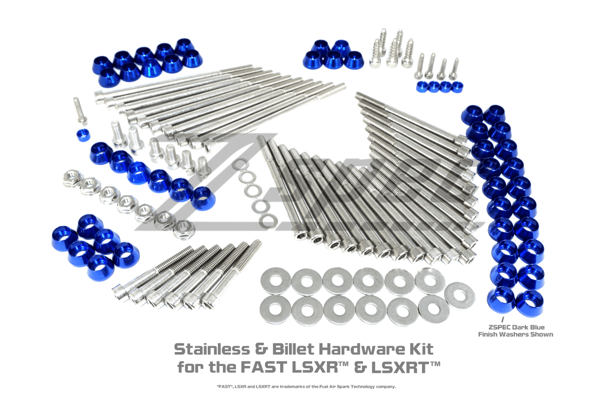 ZSPEC Dress Up Bolts® Fastener Kit fits: FAST 102mm LSXR and LSXRT Manifolds Stainless Steel & Billet Aluminum Dress Up Bolts Fasteners Washers Red Blue Purple Gold Burned Black