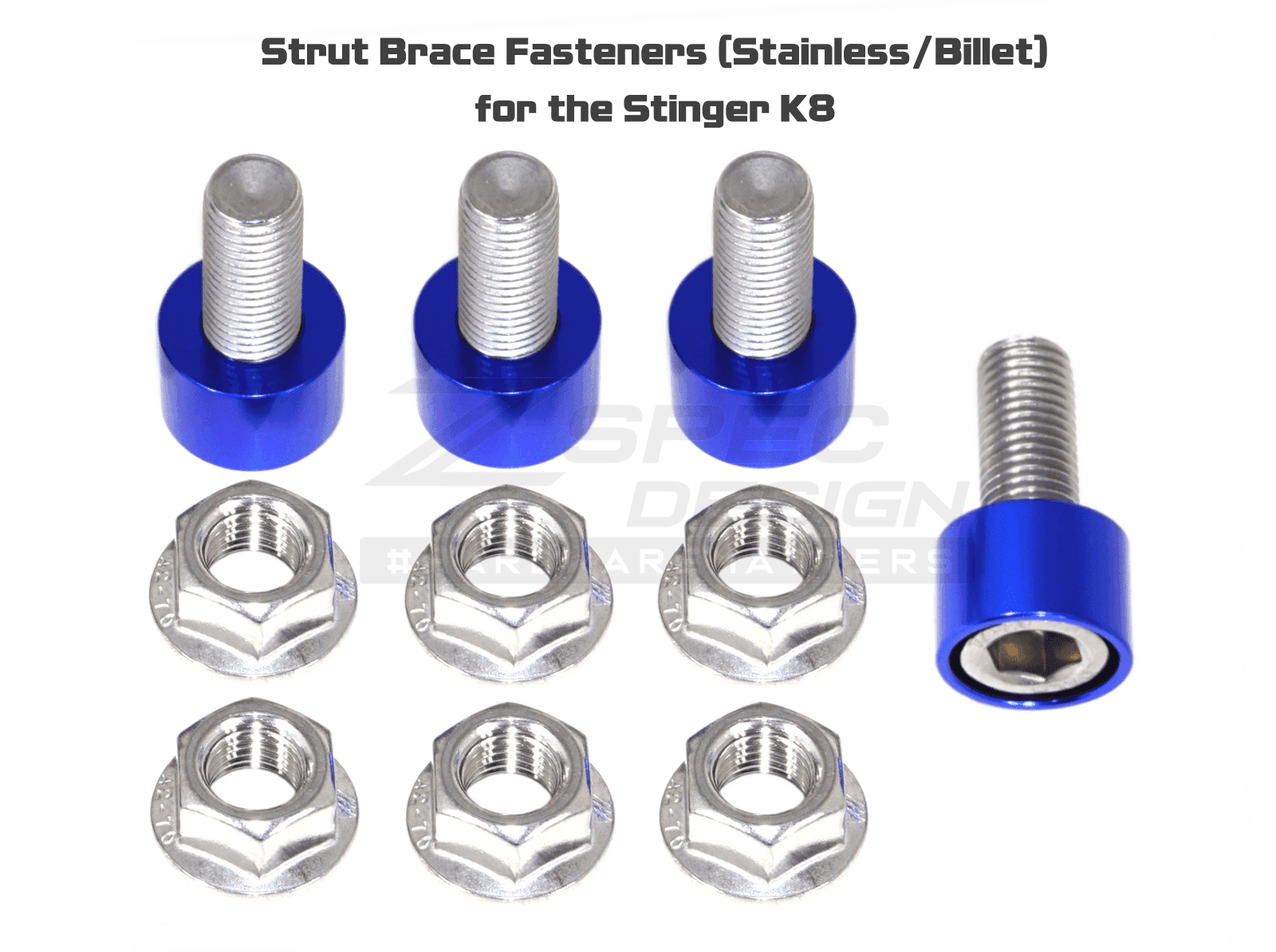 ZSPEC "Stage 3" Dress Up Bolts® Fastener Kit for '18+ Kia Stinger GT K8, Stainless & Billet - ZSPEC Design LLC - Hardware Fasteners - Fastener Kit, kia, stage 3, stinger - zspecdesign.com