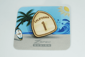 ZSPEC Pacific Coast Highway (PCH) Route 1 Wooden Lapel/Hat Pin Classic Motoring California Beach Sun Sand