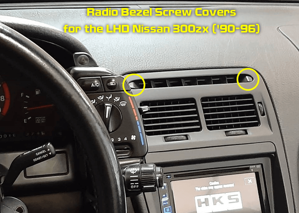 ZSPEC LHD Radio Bezel Top Screw Cover for '90-96 Nissan 300ZX, Left/Right Pair Single DIN Double DIN Dress Up Bolts Hardware 1990 1991 1992 1993 1994 1995 1996