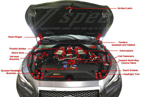 ZSPEC Stage 3 Dress Up Bolts® Fastener Kit, Infiniti Q50/Q60 VR30DDTT  Keywords Auto Performance Upgrade Engine Bay Stainless Steel Billet Aluminum Hardware twin turbo sports car sedan
