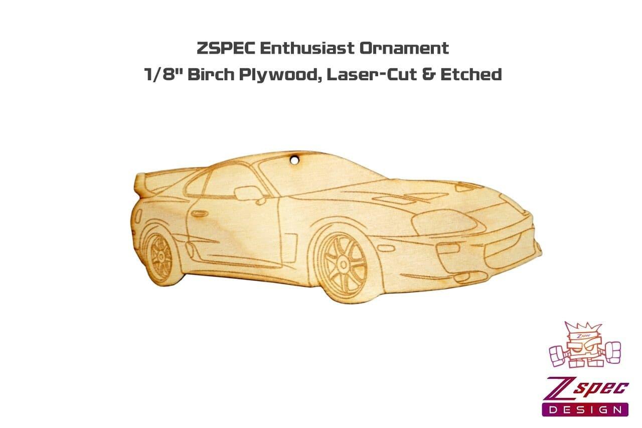 ZSPEC Laser-Engraved Birch Ornament, Style: Toyota Supra MKIV, ~5-inch Wide - ZSPEC Design LLC - Holiday Ornaments - holiday, lifestyle, MKIV, ornament, supra, toyota - zspecdesign.com