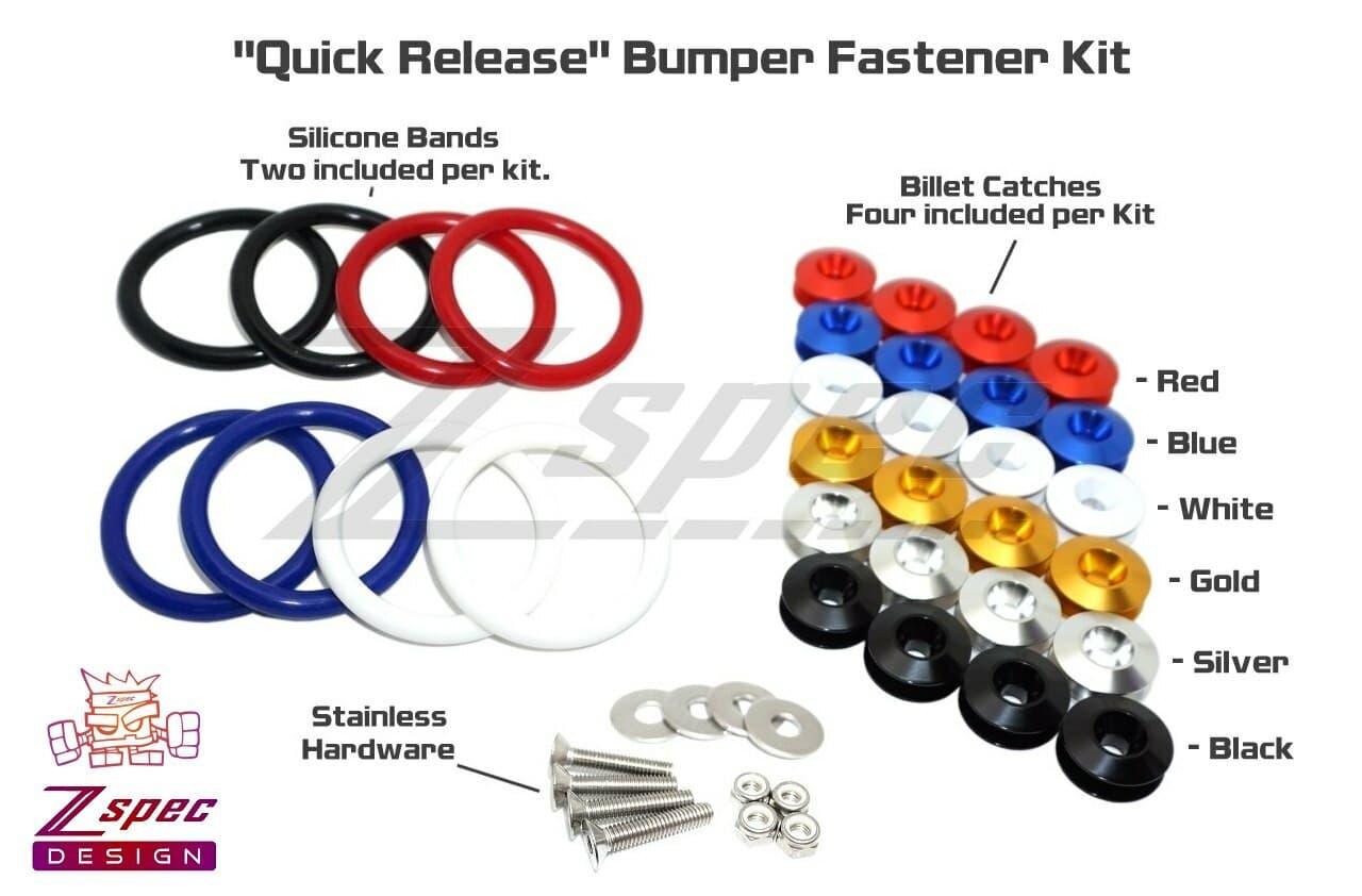 ZSPEC Quick Release Bumper Fastener Kit w/GOLD Catches & Colored Bands - ZSPEC Design LLC - Hardware Fasteners - Fastener Kit, quick release - zspecdesign.com