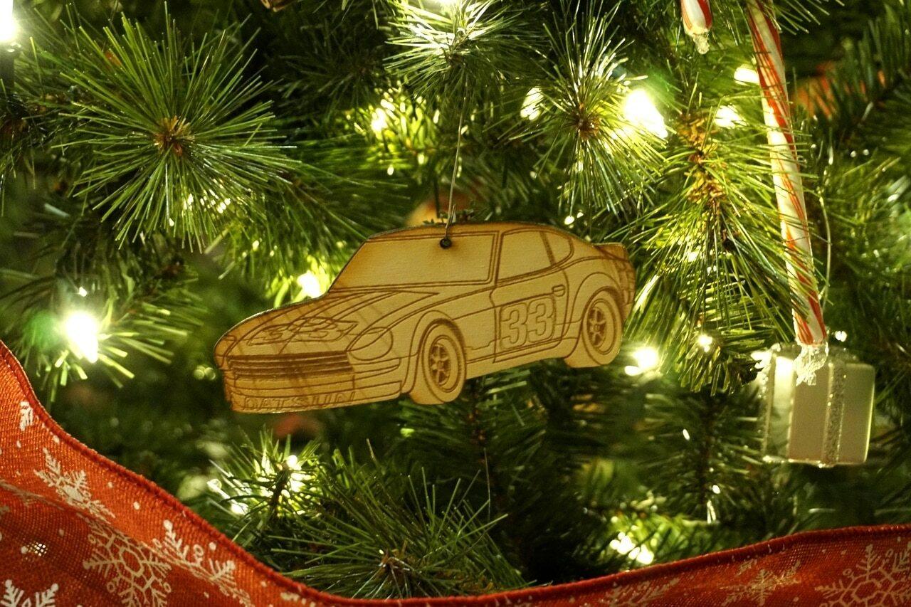 ZSPEC Laser-Engraved Birch Ornament, Style: Datsun 240z/260z/280z S30, ~5-inch Wide - ZSPEC Design LLC - Holiday Ornaments - 240z, 260z, 280z, 280zx, datsun, holiday, lifestyle, ornament, s30 - zspecdesign.com