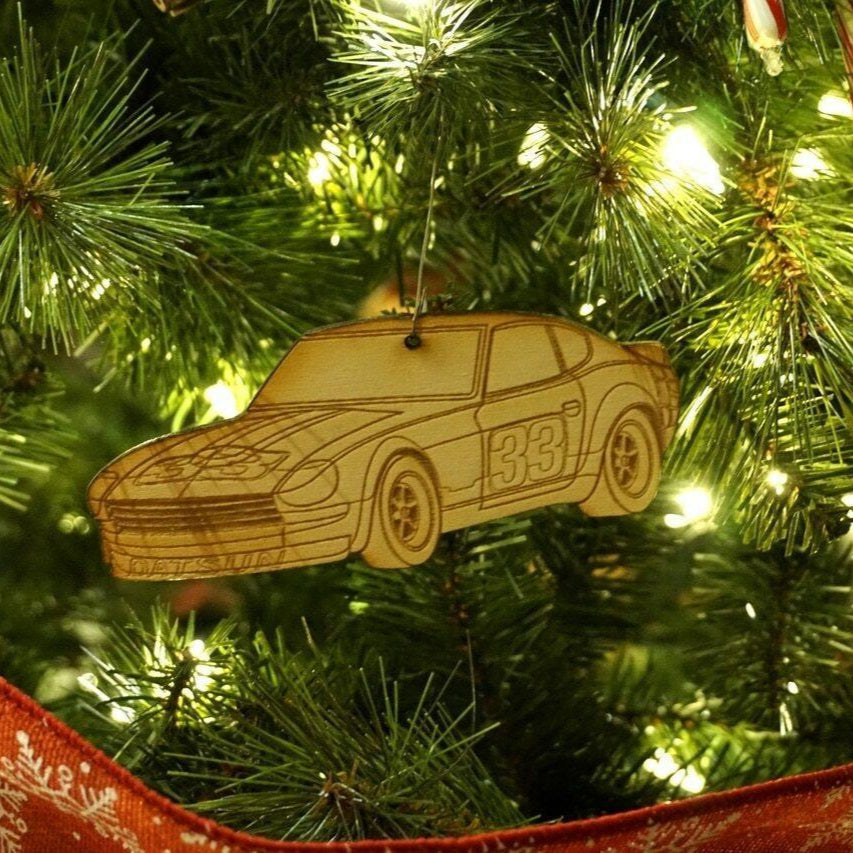 ZSPEC Laser-Engraved Birch Ornament, Style: Datsun 240z/260z/280z S30, ~5-inch Wide - ZSPEC Design LLC - Holiday Ornaments - 240z, 260z, 280z, 280zx, datsun, holiday, lifestyle, ornament, s30 - zspecdesign.com