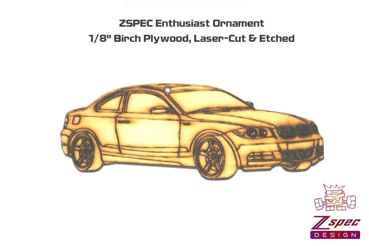 ZSPEC Laser-Engraved Wood Ornament, style: BMW 1-Series, Birch, ~5" Holiday Man Cave Garage Art Men Man Woman Car Nut Enthusiast