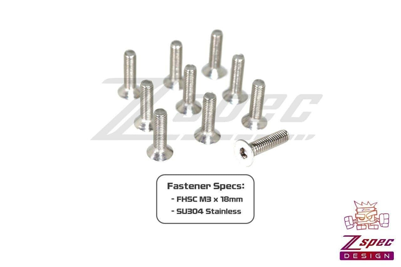 ZSPEC M3-0.5x18mm Fasteners, FHSC, Stainless SUS304, 10-Pack - ZSPEC Design LLC - Hardware Fasteners - 10-pack, Dress Up Bolt, FHSC, m3, Stainless - zspecdesign.com