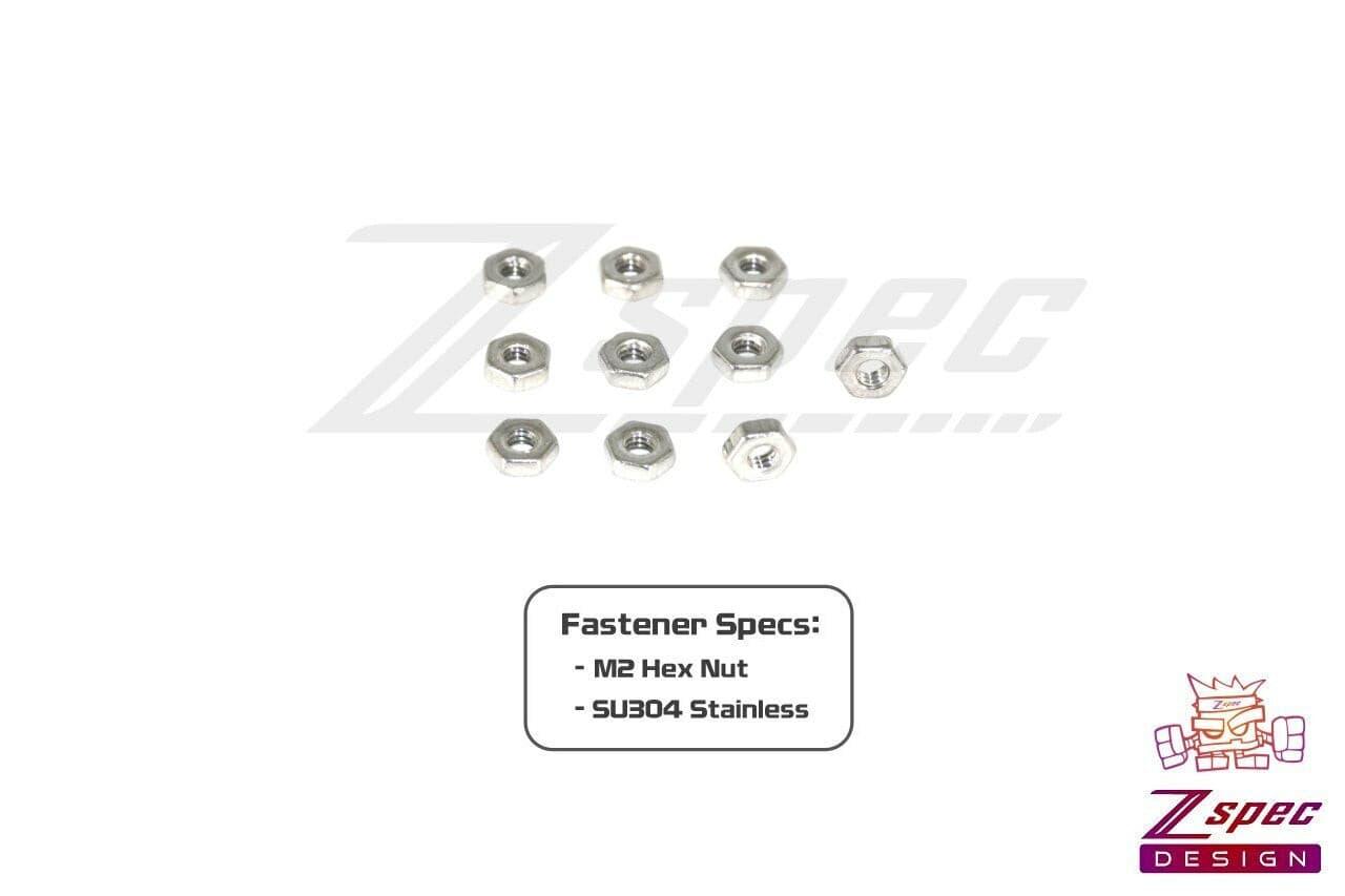 ZSPEC M2-0.4 Hex Nuts, Stainless SUS304, 10-Pack - ZSPEC Design LLC - Hardware Fasteners - 10-pack, Fastener, m2, Stainless - zspecdesign.com