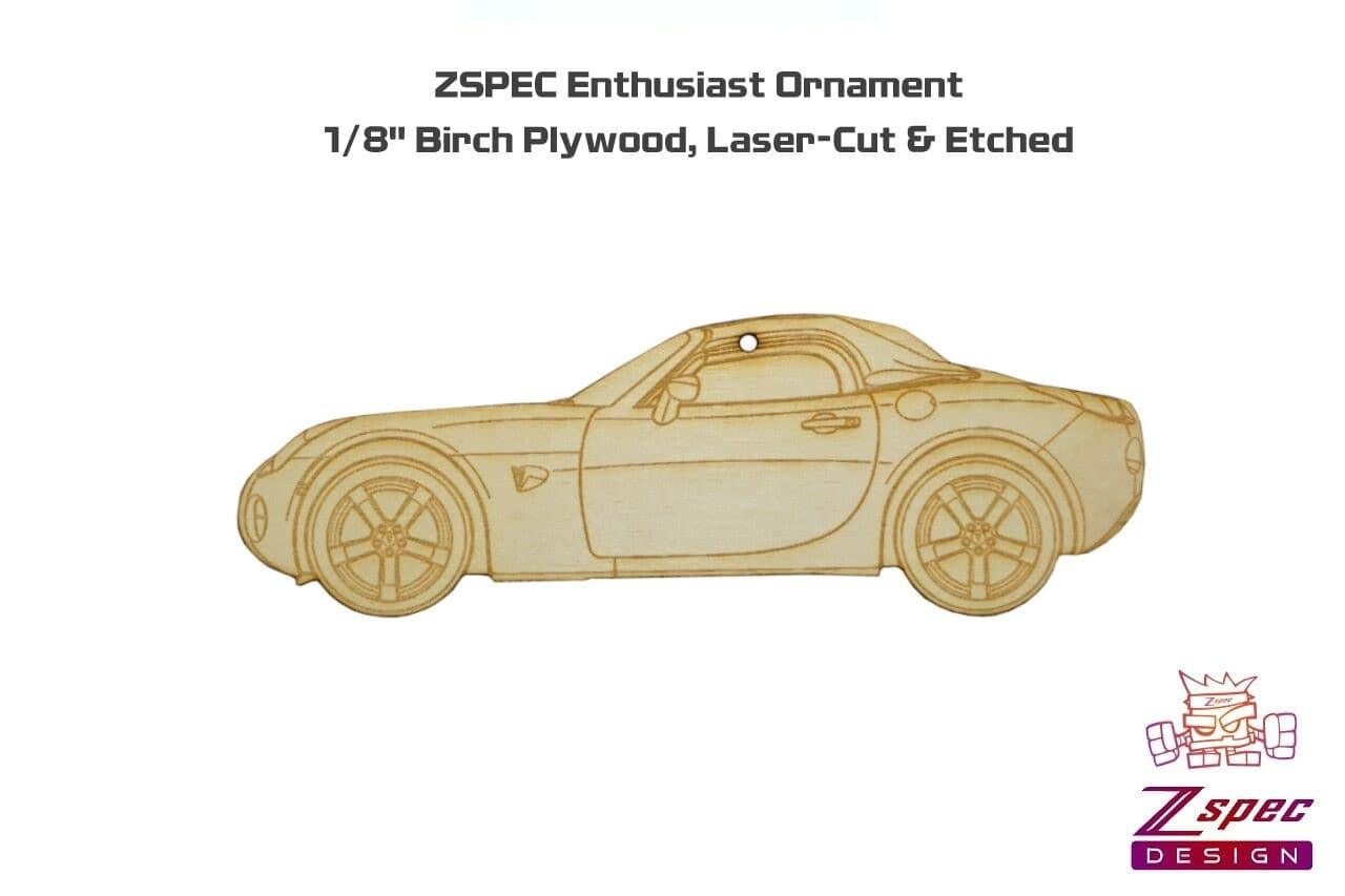 Laser-Engraved Birch Ornament, style: Pontiac Solstice/Saturn Sky Enthusiasts, ~5-inch Wide Holiday Man Cave Garage Art Men Man Woman Car Nut Enthusiast