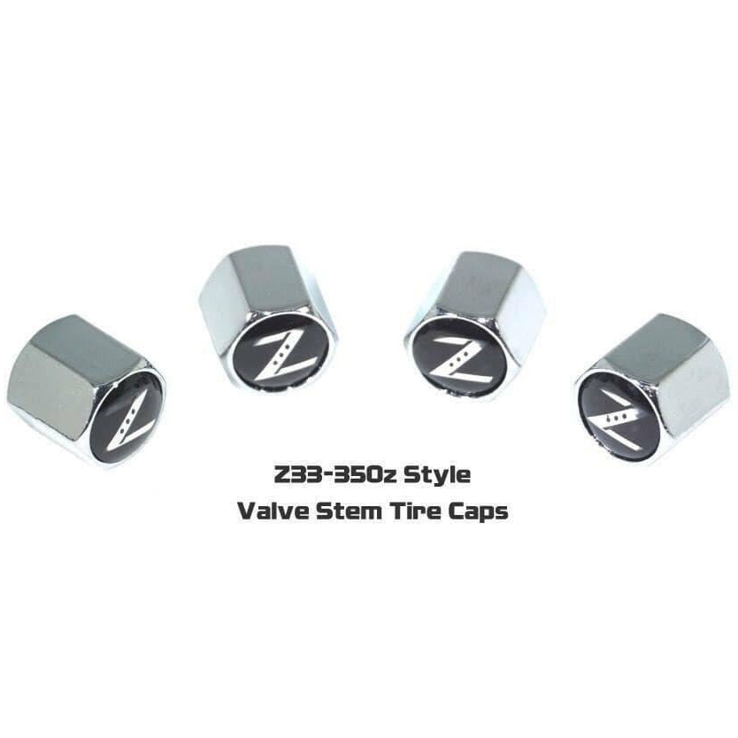 Chrome Valve Stem Tire Caps, Style: Nissan 350z Z33 - ZSPEC Design LLC - Hardware Fasteners - 350z, cap, nissan, tire, z33 - zspecdesign.com