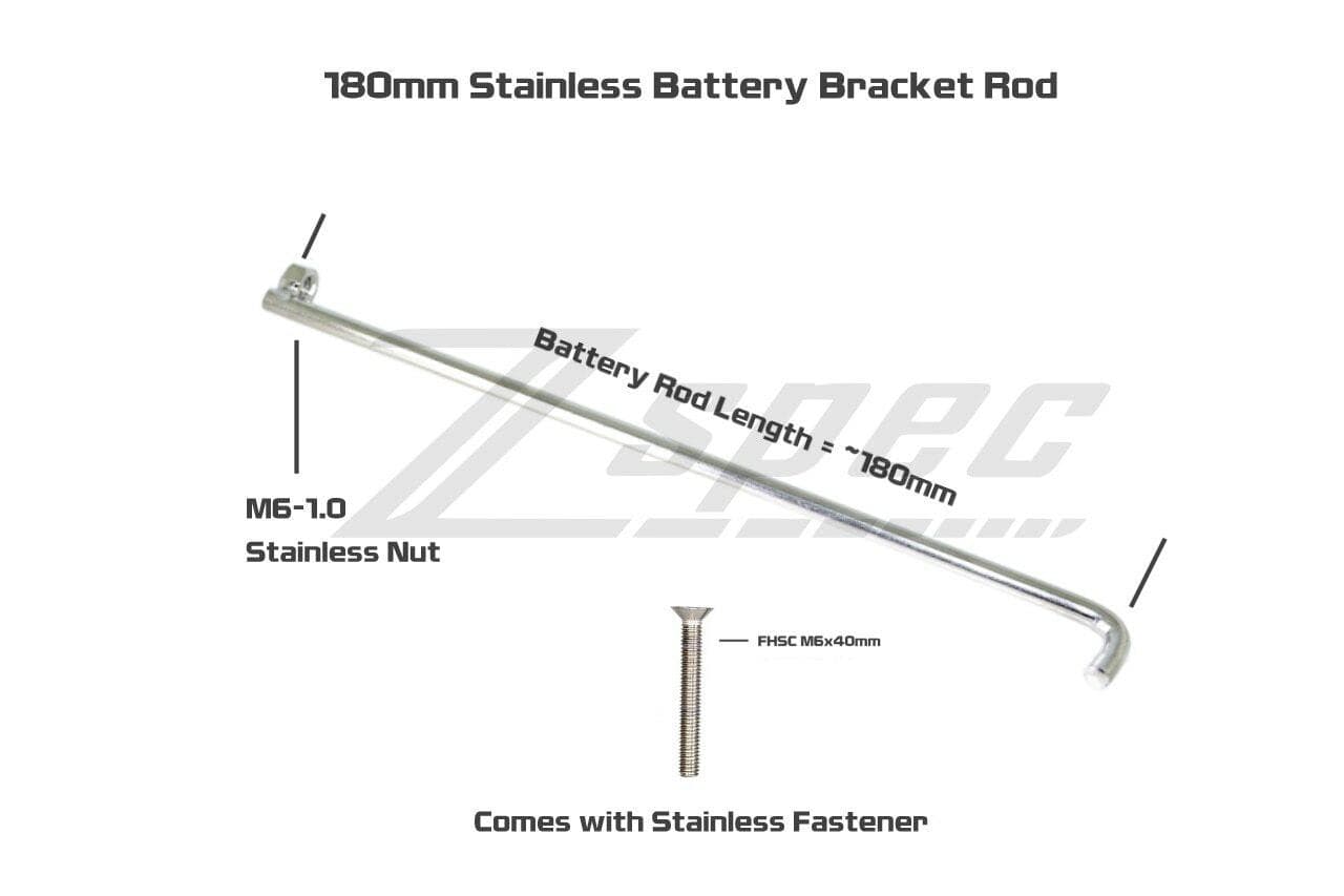 ZSPEC Battery Bracket Rod, 180mm, w/FHSC M6 Fastener, Stainless - ZSPEC Design LLC - Hardware Fasteners - battery, Fastener, M6, Stainless - zspecdesign.com