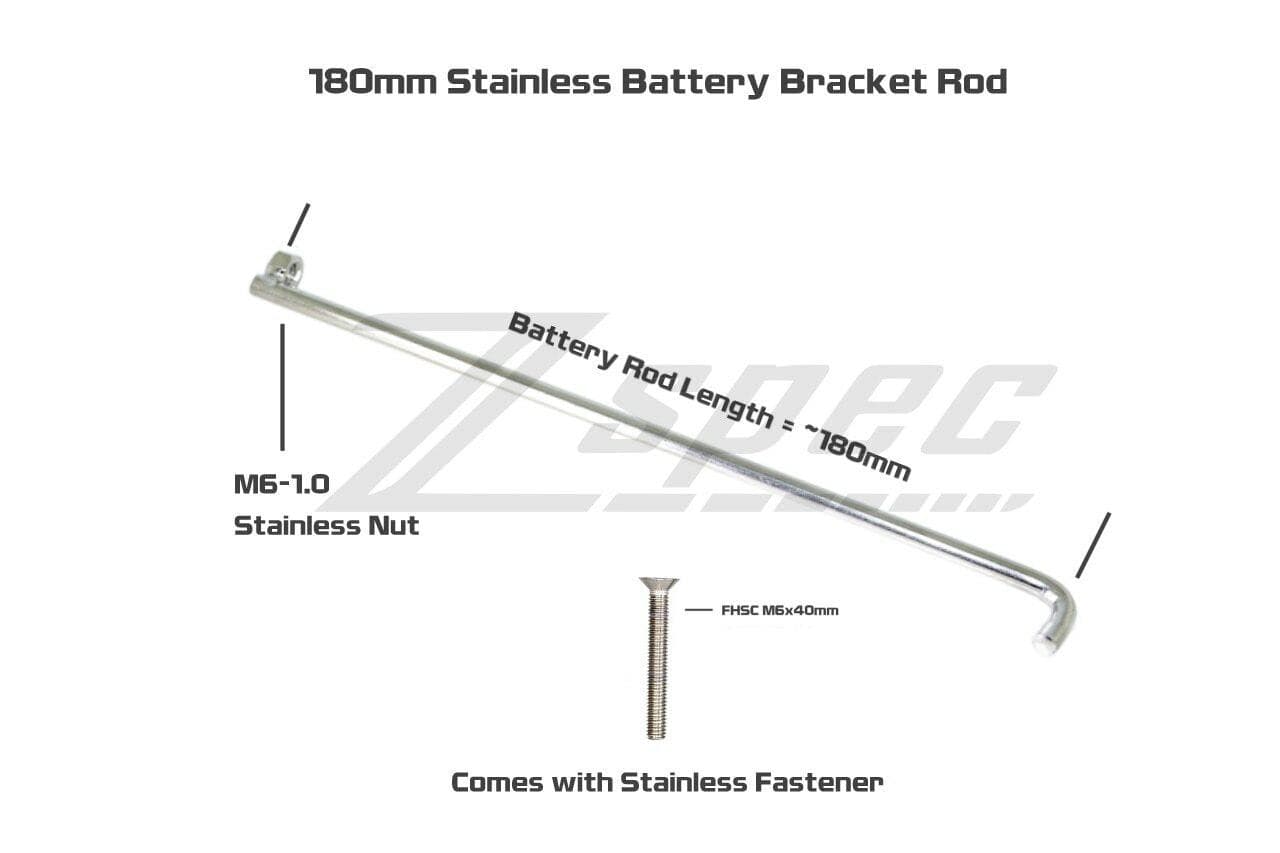 Battery Bracket Rod, 180mm, w/FHSC M6 Fastener, Stainless Dress Up Bolt Stainless Steel SUS304 Silver Socket Cap Head FHSC SHSC Hardware