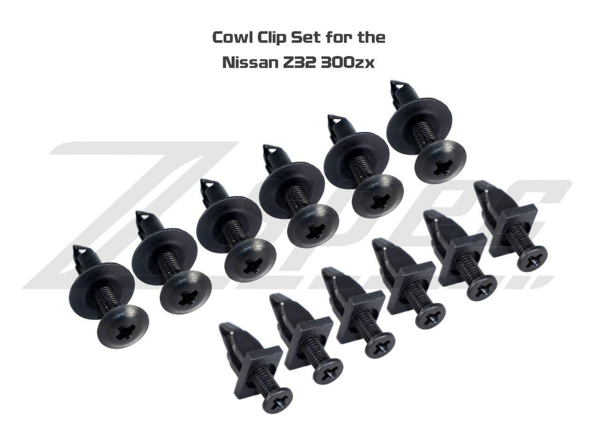 ZSPEC OEM-Style Cowl/Scuttle Panel Plastic Clip, Smaller, Nissan 300zx Z32  Merchandise Upgrade Performance Exterior Interior Cap Plug Dress Up Bolts Reproduction Plastic Screw Cover Finisher Black