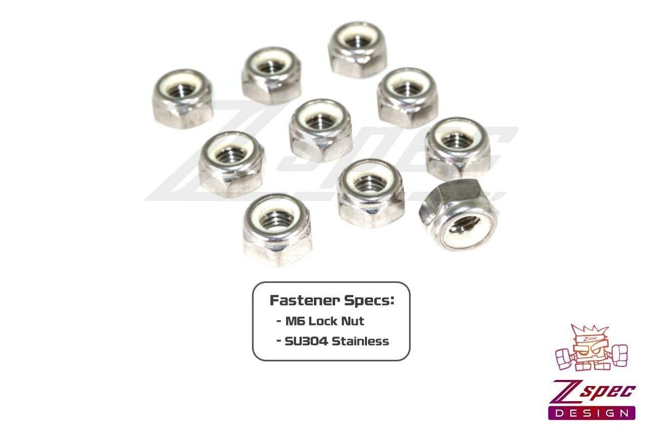 ZSPEC M6-1.0 Nylon Lock Nuts, Stainless SUS304, 10-Pack - ZSPEC Design LLC - Hardware Fasteners - 10-pack, m6, nylon, stainless - zspecdesign.com