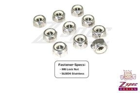 M6-1.0 Nylon Lock Nuts, Stainless SUS304, 10-Pack Dress Up Bolt Stainless Steel SUS304 Silver Socket Cap Head FHSC SHSC Hardware ZSPEC