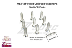 M5x20mm Coarse Flat-Head Socket Cap FHSC Fasteners, Stainless, 10-Pack Dress Up Bolt Stainless Steel SUS304 Silver Socket Cap Head FHSC SHSC Hardware