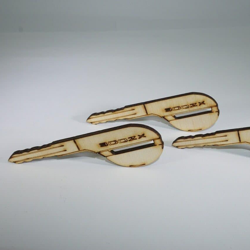 ZSPEC Laser-Engraved Birch Key Ornaments, Set of 4, Style: Nissan 300zx Z32, ~5-inch Wide - ZSPEC Design LLC - Holiday Ornaments - 300zx, holiday, lifestyle, nissan, ornament, z32 - zspecdesign.com