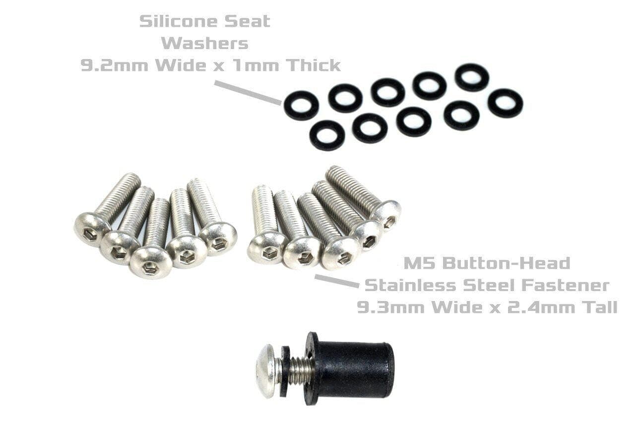 ZSPEC Button-Head Body Kit Fasteners, M5x20mm, Stainless, Per Each w/Well Nuts - ZSPEC Design LLC - Hardware Fasteners - 60-Pack, body, body hardware, button, Fastener, m5, ornament, stainless - zspecdesign.com