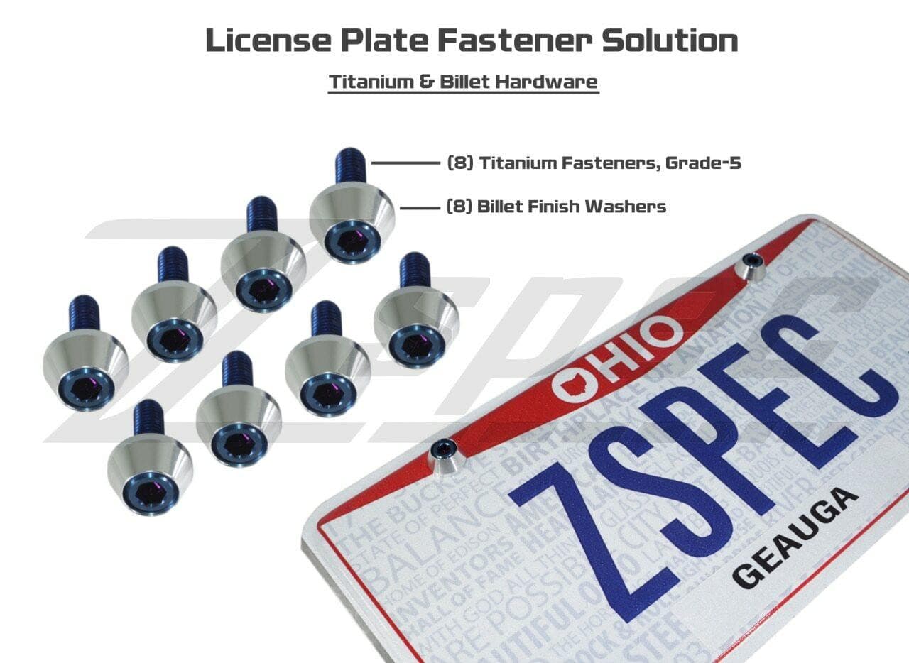 ZSPEC License Plate Bolts, SHSC M6x20 w/Washers, Grade-5 Titanium, 8-Pack - ZSPEC Design LLC - Hardware Fasteners - eight-pack, Fastener Kit, License - zspecdesign.com