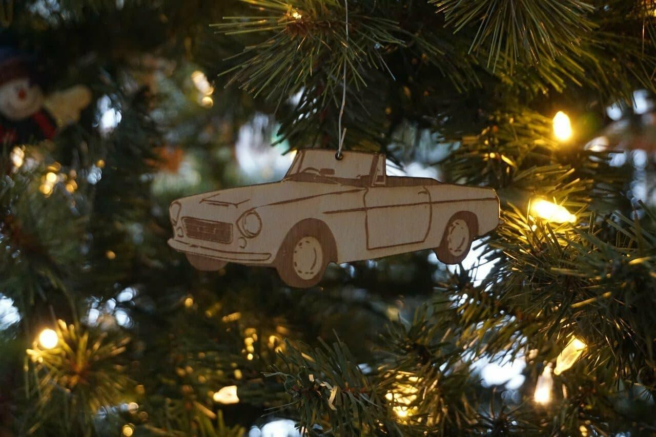 ZSPEC Laser-Engraved Birch Ornament, Style: Datsun Roadster (1600/2000), ~5-inch Wide - ZSPEC Design LLC - Holiday Ornaments - 1600, 2000, datsun, holiday, lifestyle, ornament, roadster - zspecdesign.com