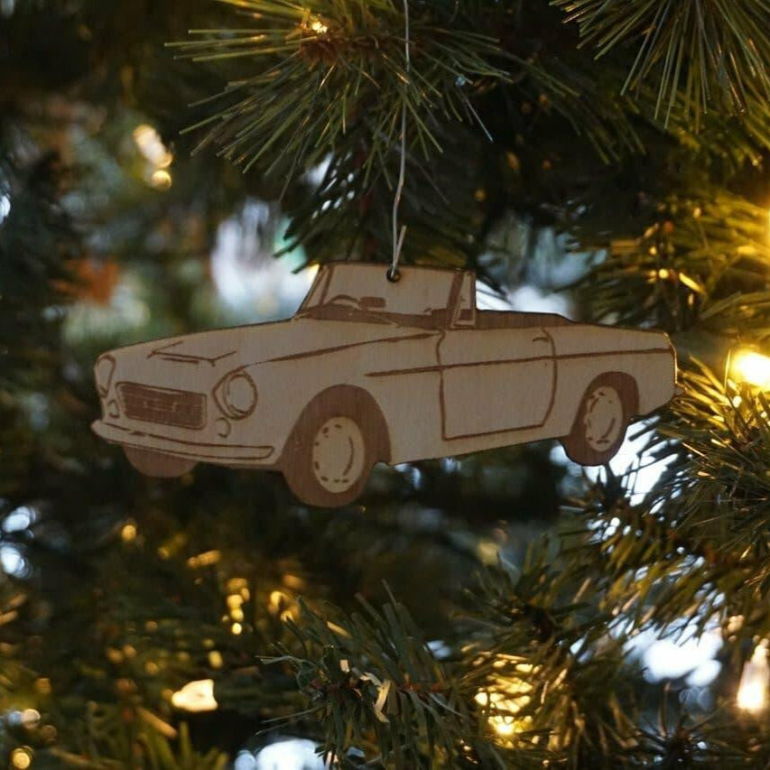 ZSPEC Laser-Engraved Birch Ornament, Style: Datsun Roadster (1600/2000), ~5-inch Wide - ZSPEC Design LLC - Holiday Ornaments - 1600, 2000, datsun, holiday, lifestyle, ornament, roadster - zspecdesign.com