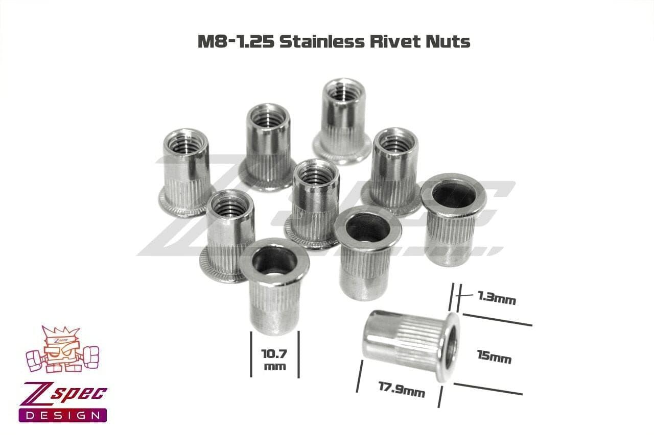 ZSPEC M8-1.25 Rivet Nuts, SUS304 Stainless Steel, 10-Pack - ZSPEC Design LLC - Hardware Fasteners - 10-pack, Body, body hardware, Dress Up Bolt, m8, Rivet Nut, Stainless - zspecdesign.com