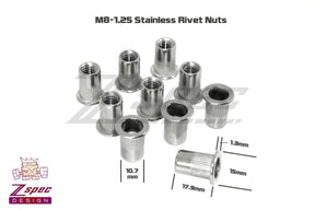 M8-1.25 Rivet Nuts, Stainless Steel, 10-Packs Dress Up Bolt Stainless Steel SUS304 Silver Socket Cap Head FHSC SHSC Hardware ZSPEC