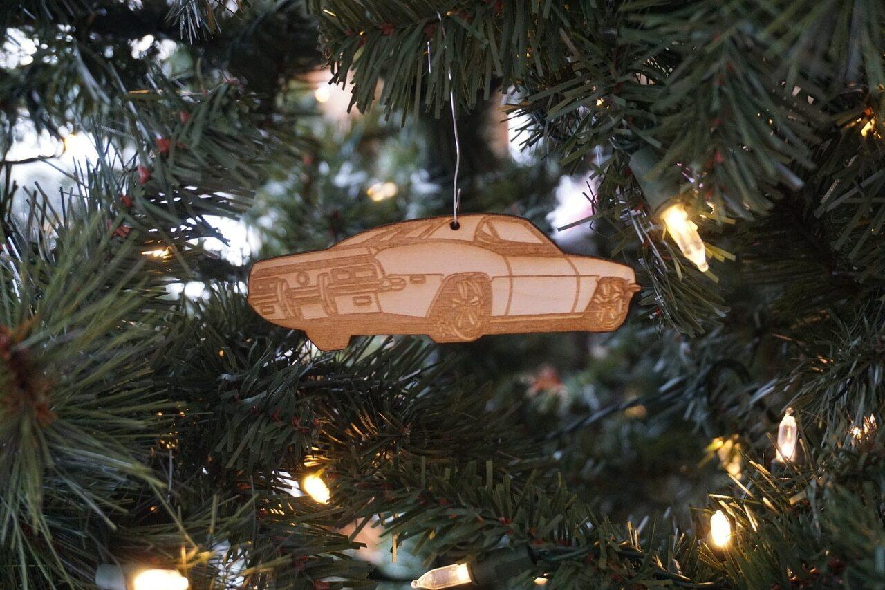 ZSPEC Laser-Engraved Birch Ornament, Style: Late '60's Camaro, ~5-inch Wide - ZSPEC Design LLC - Holiday Ornaments - camaro, holiday, lifestyle, ornament - zspecdesign.com