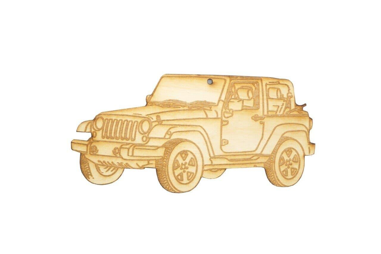 ZSPEC Laser-Engraved Wood Ornament, Style: Jeep Wrangler, ~5" - ZSPEC Design LLC - Holiday Ornaments - holiday, jeep, ornament, wrangler - zspecdesign.com